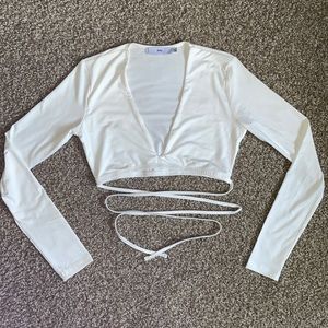 Adika White Cropped Long Sleeve